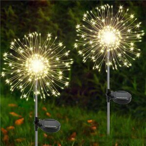 Solar Garden Lights Outdoor, 2 Pack 120 LED Twinkling Firework Lights